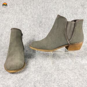 Kensie Gerona Ankle Boots Gray Brown Suede Leather Side Zip Women's Size 8M